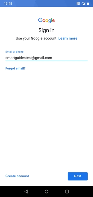 Enter your Gmail address and select Next