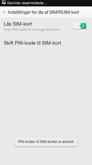 Din PIN-kode til SIM-kort er nu ændret