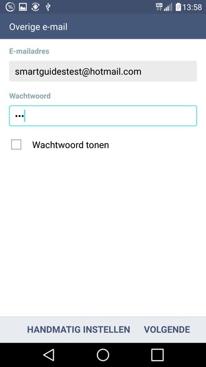 Voer uw Hotmail adres en wachtwoord in. Selecteer VOLGENDE