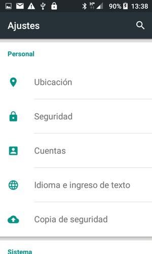 Desplácese y seleccione Copia de seguridad