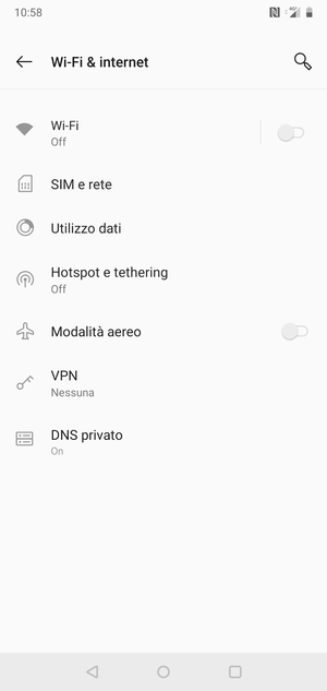 Seleziona SIM e rete
