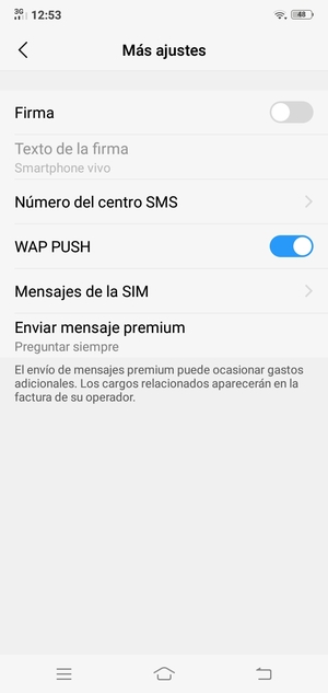 Seleccione Número del centro SMS