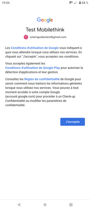 Sélectionnez J'accepte
