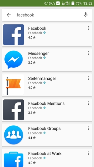 Wählen Sie die App