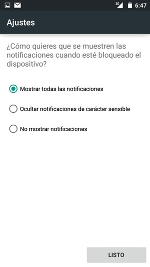 Seleccione la opción deseada y seleccione LISTO