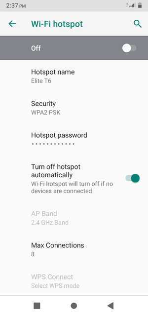 Select Hotspot password