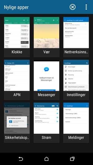 Velg X-ikonet for å lukke alle programmer som kjører