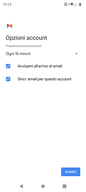 Seleziona AVANTI