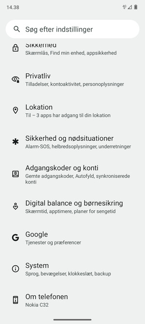 Scroll til og vælg System