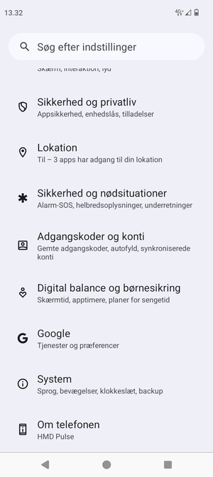 Scroll til og vælg System