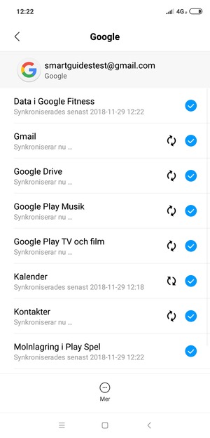 Din information kommer att synkroniseras