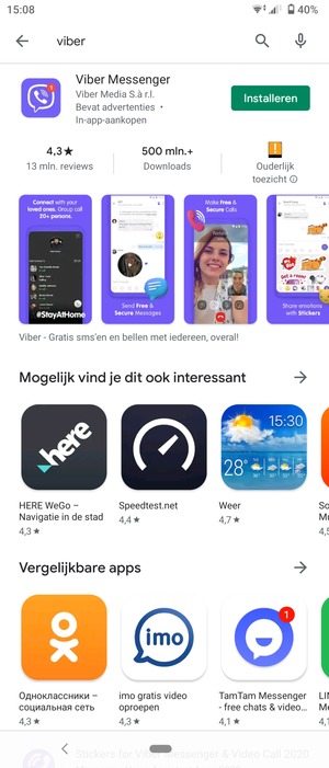 Selecteer de app