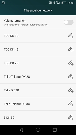 Velg en nettverksoperatør fra listen