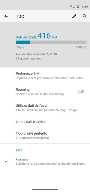 Per modificare la rete, in presenza di problemi, seleziona Avanzate