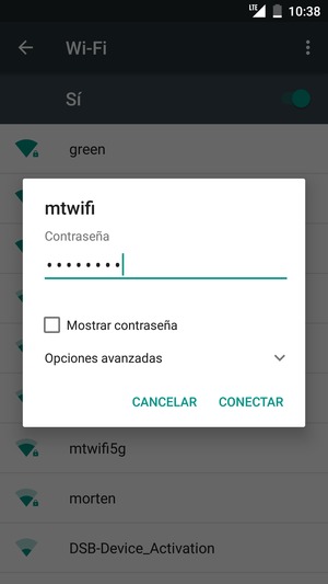 Introduzca la Contraseña de Wi-Fi y seleccione CONECTAR