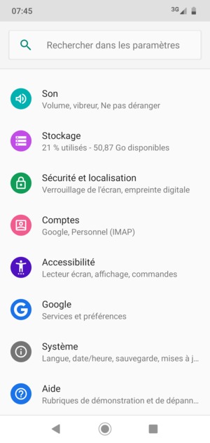 Faites défiler et sélectionnez Système