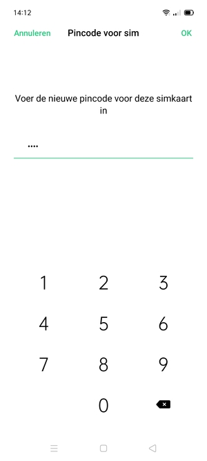Voer uw Nieuwe pincode voor simkaart in en selecteer OK