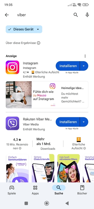 Wählen Sie die App