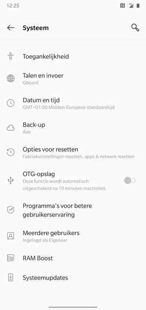 Selecteer Back-up