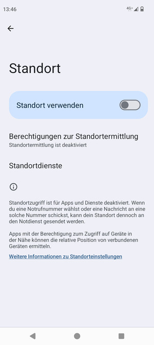 Schalten Sie Standort verwenden aus