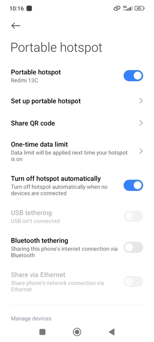 Your phone is now set up for use as a modem