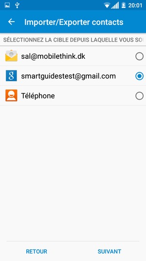 Sélectionnez votre compte Google puis SUIVANT