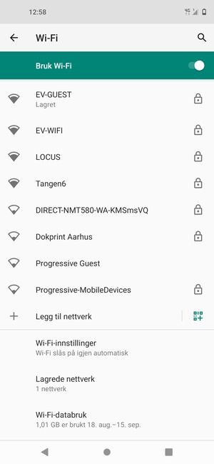 Du er nå koblet til Wi-Fi-nettverket