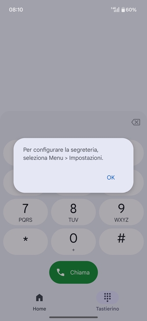 Se la segreteria telefonica non è configurata, seleziona OK