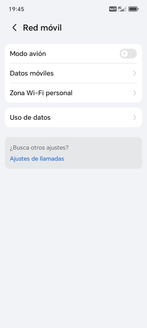 Seleccione Datos móviles