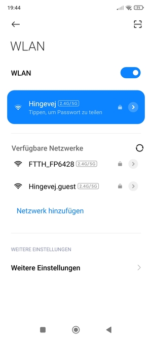 Sie sind nun mit dem WLAN-Netzwerk verbunden