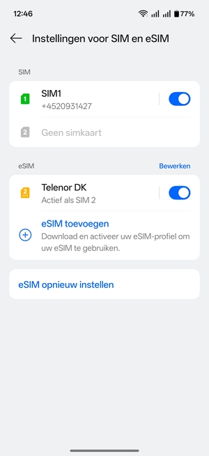 Uw eSIM is nu geactiveerd