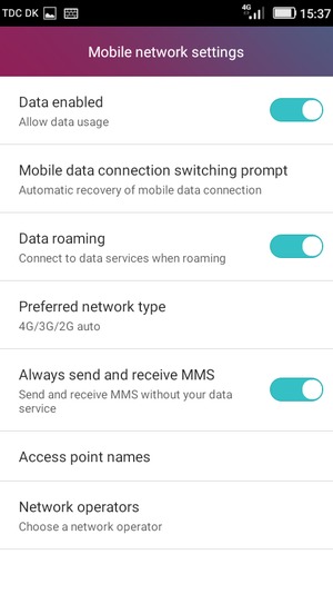 Turn Data roaming on or off