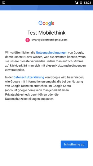Wählen Sie Ich stimme zu