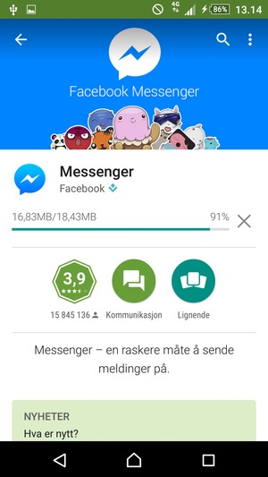 Vent til installasjonen er ferdig