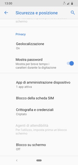 Seleziona Blocco della scheda SIM