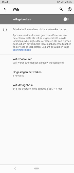 Schakel Wifi gebruiken in