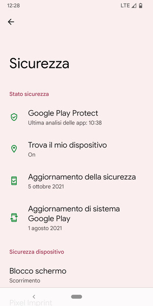 Per attivare il blocco dello schermo, vai al menu Sicurezza e seleziona Blocco schermo