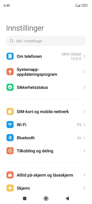 Velg SIM-kort og mobile nettverk