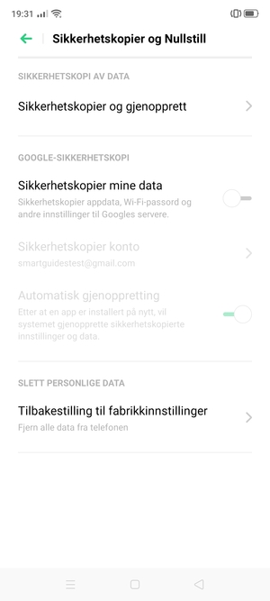 Slå på Sikkerhetskopier mine data