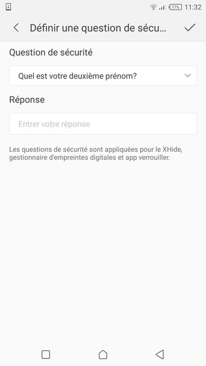 Sélectionnez une question de sécurité