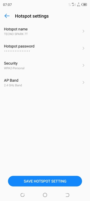 Select Hotspot password