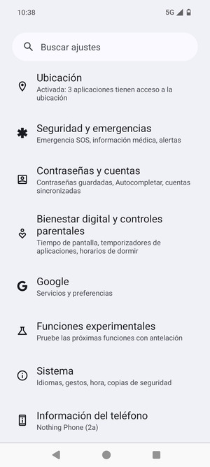 Desplácese y seleccione Sistema
