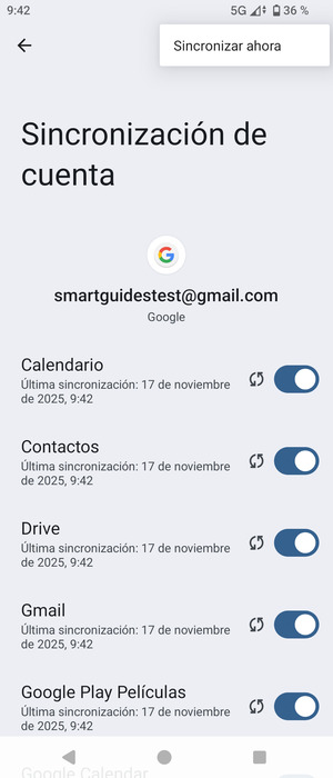 Seleccione Sincronizar ahora