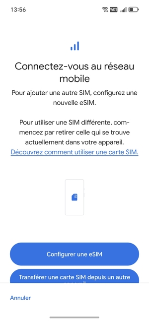 Sélectionnez Configurer une eSIM
