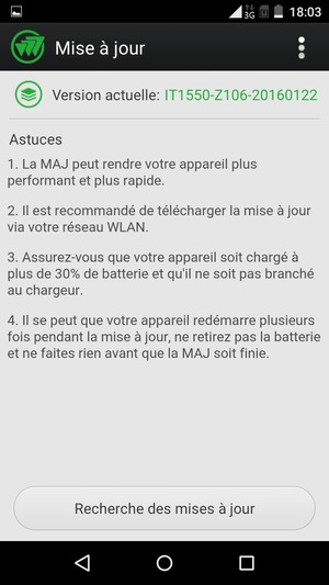 Sélectionnez Recherche des mises à jour