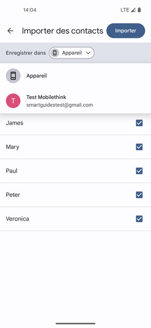 Sélectionnez votre compte Google