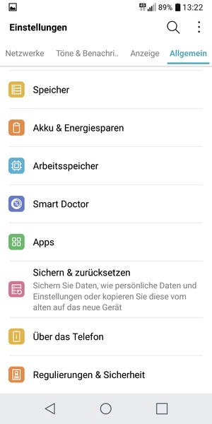 Scrollen Sie und wählen Sie Über das Telefon