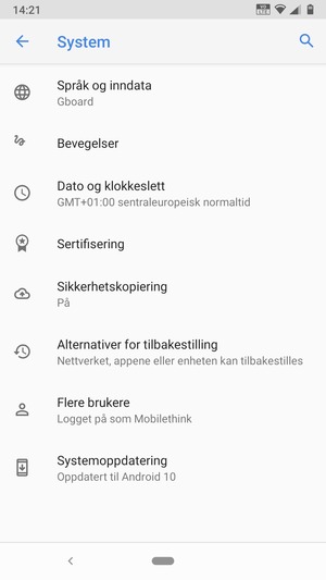 Velg Systemoppdatering