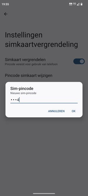 Voer uw Nieuwe sim-pincode in en selecteer OK