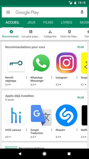 Sélectionnez la barre de Recherche